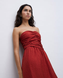 Long Draped Dress In Terracotta