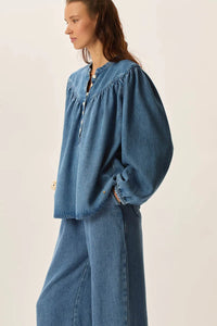 Laura Denim Blouse In Bleach