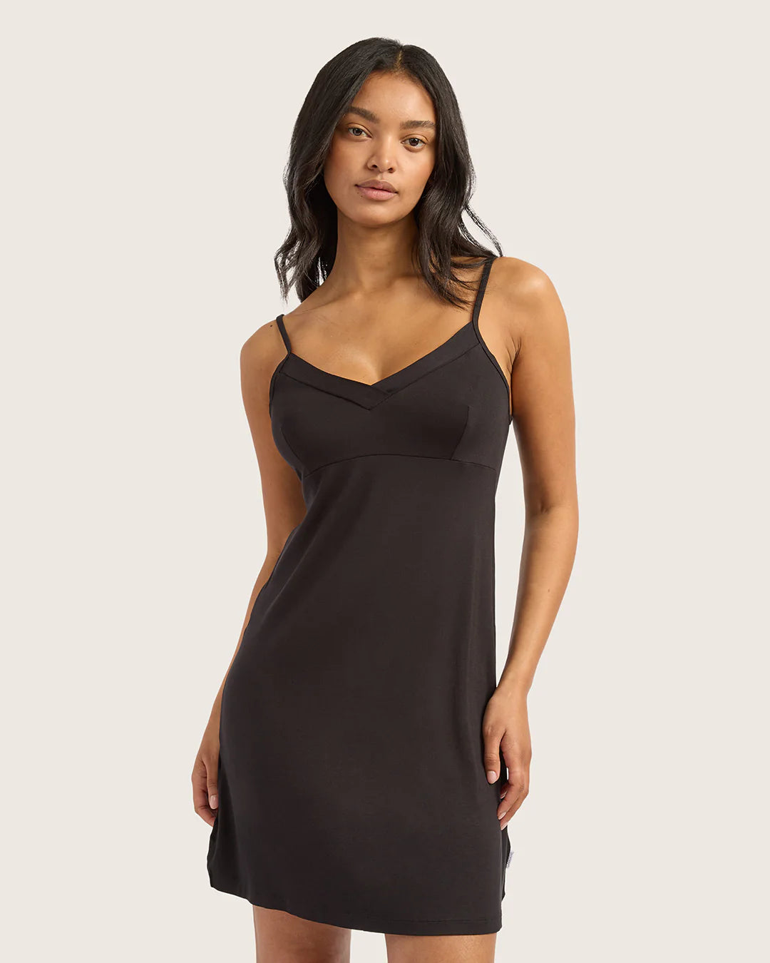 Goodnight Slip Sleep Dress In Black