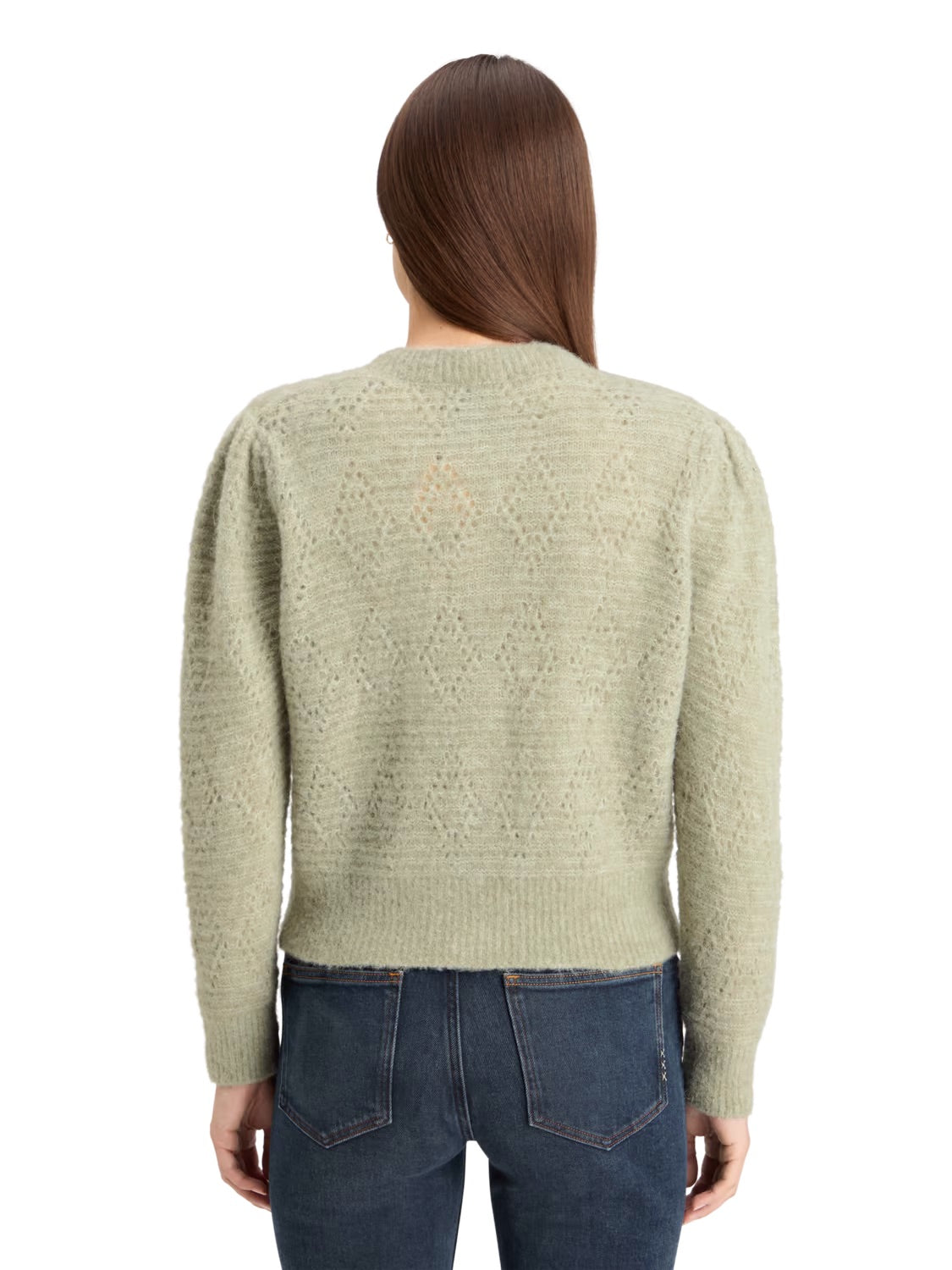 Bouclé Crewneck Cardigan In Washed Sage