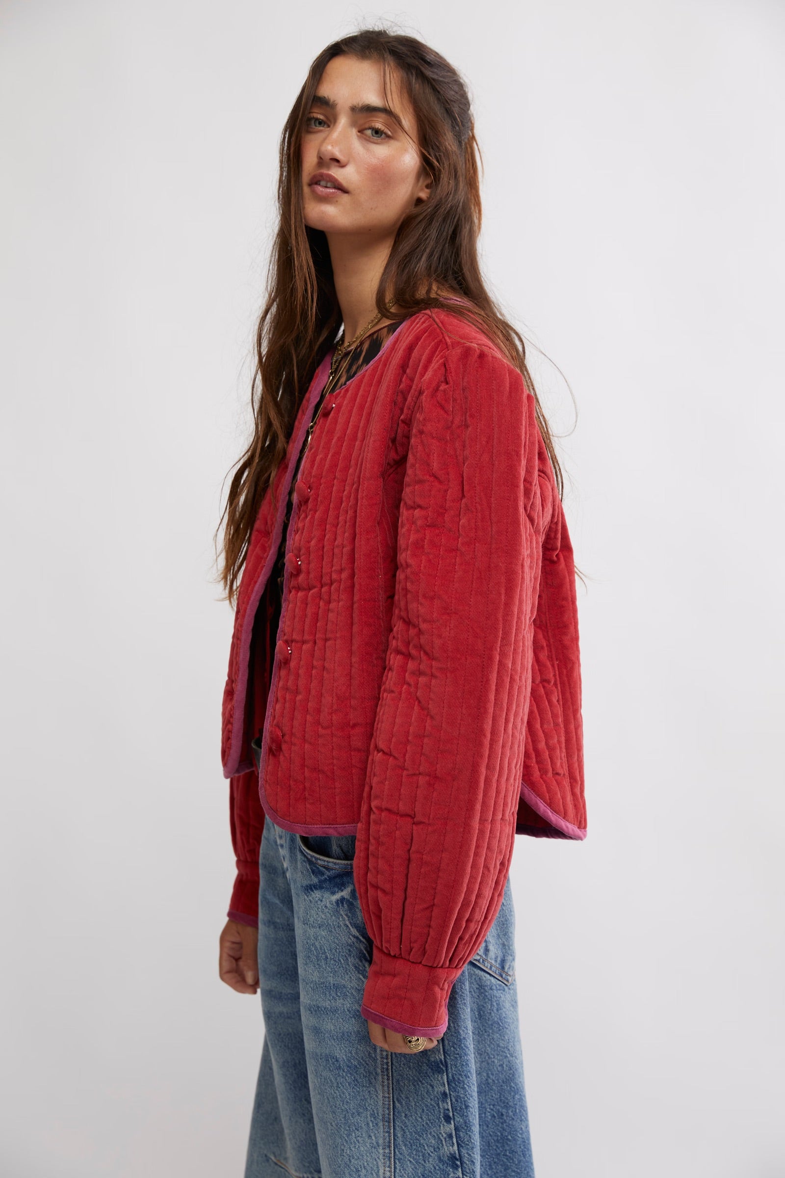 Natalia Sweetheart Jacket In Red Velvet