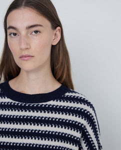 Daffy Stitch Stripe Sweater In Navy