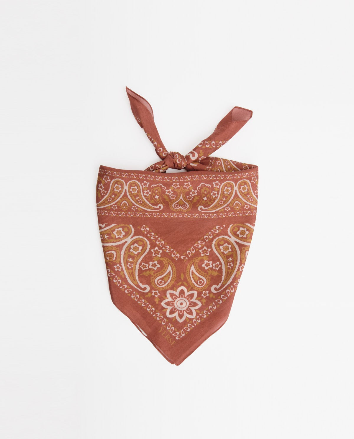 Silk Paisley Bandana In Terracotta