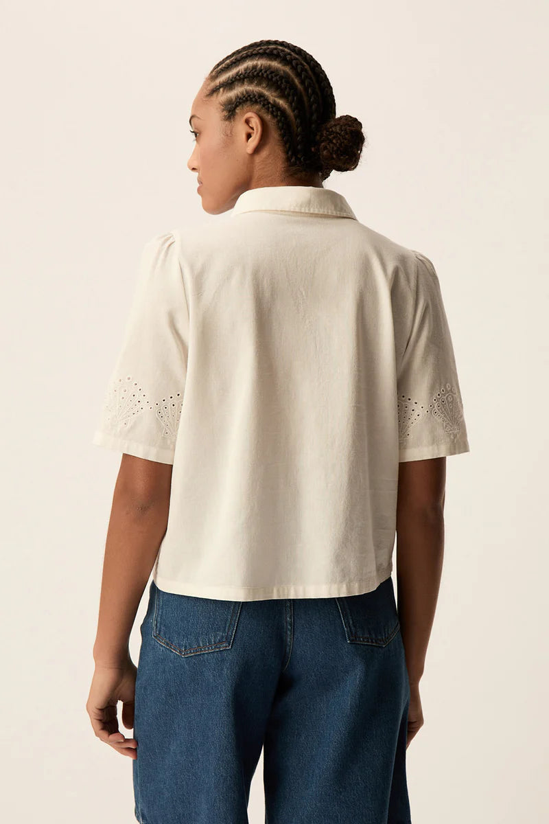 Tamino Linen Collared Shirt In White