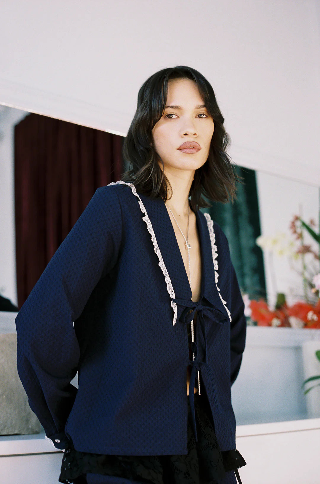 Ira Blouse In Navy Dimple