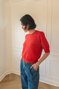 Marisol Knit Top In Heather Red