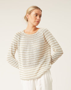 Lilou Striped Pullover in Taupe & Ivory