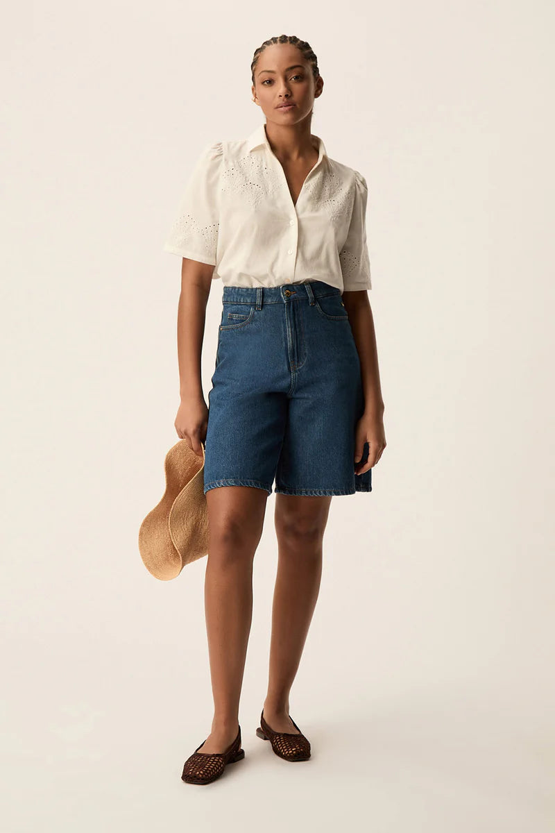 Tamino Linen Collared Shirt In White