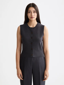Compact Knitted Spencer Vest In Charcoal Art