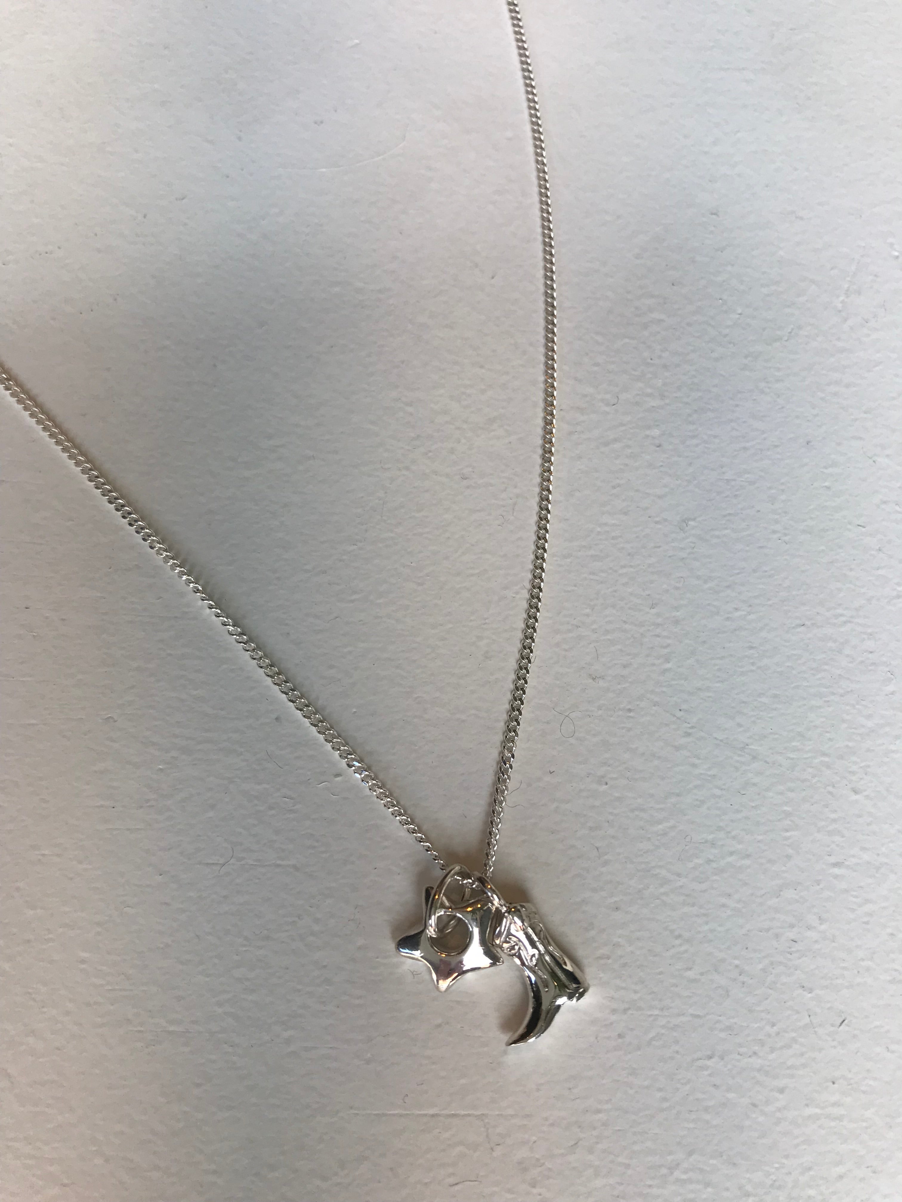 Mini Cowboy Boot & Star Charm Necklace in Sterling Silver