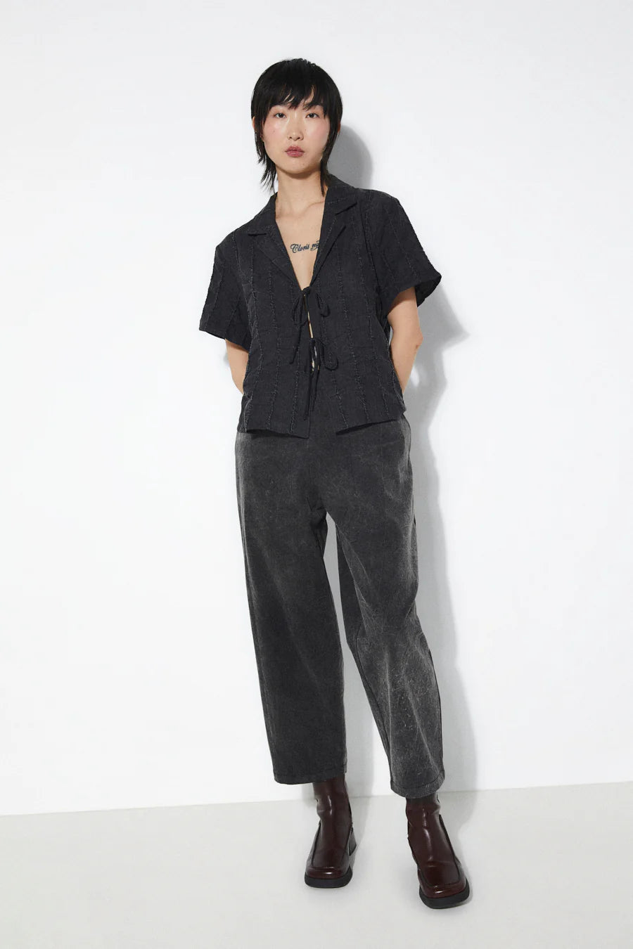 Doreen Tie Top In Vintage Black