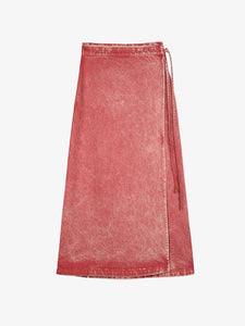 Wrapped Cotton Skirt In Faded Red