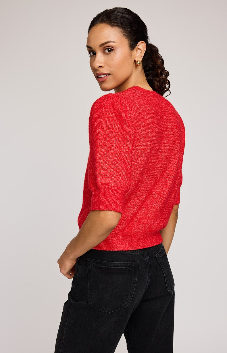 Marisol Knit Top In Heather Red