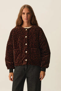 Hilda Velvet Bomber Jacket In Leopard