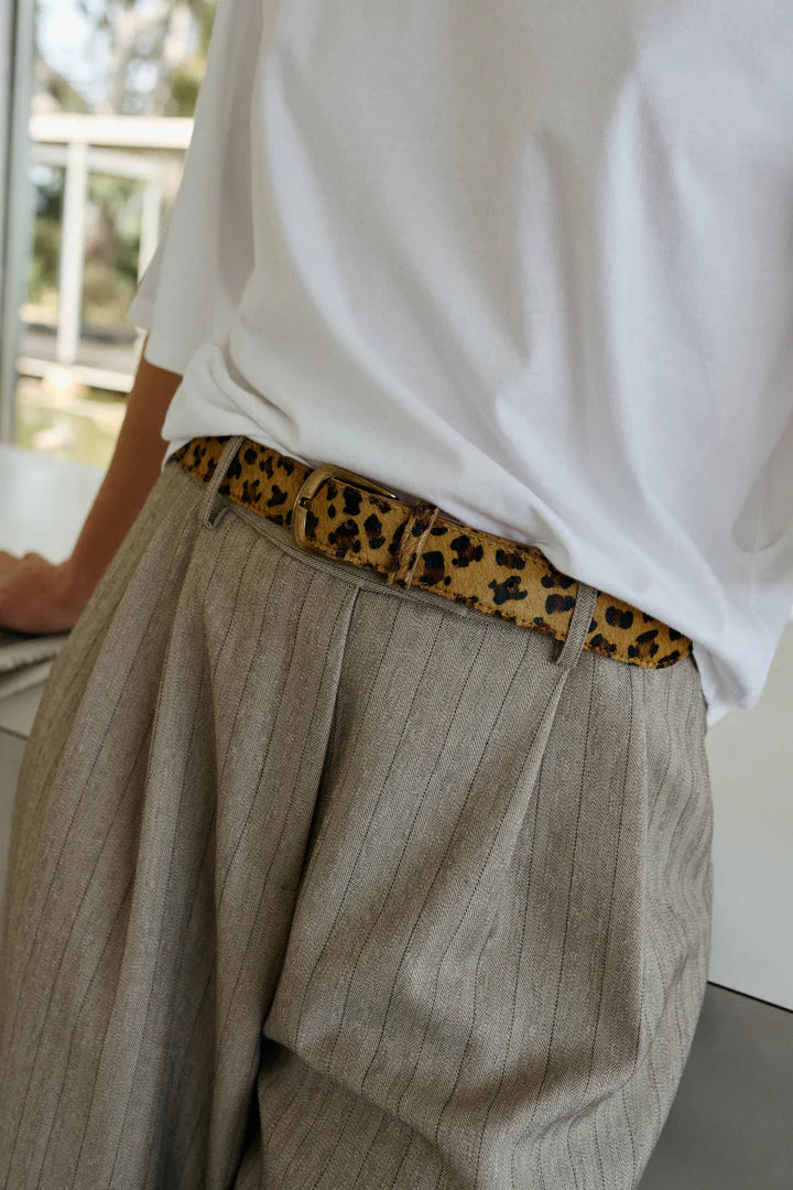 Leather Belt In Leopard