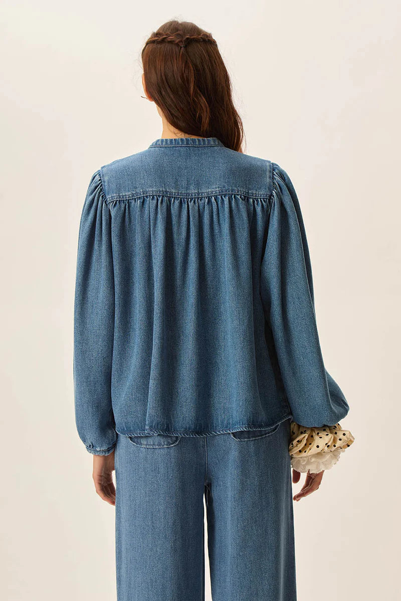 Laura Denim Blouse In Bleach