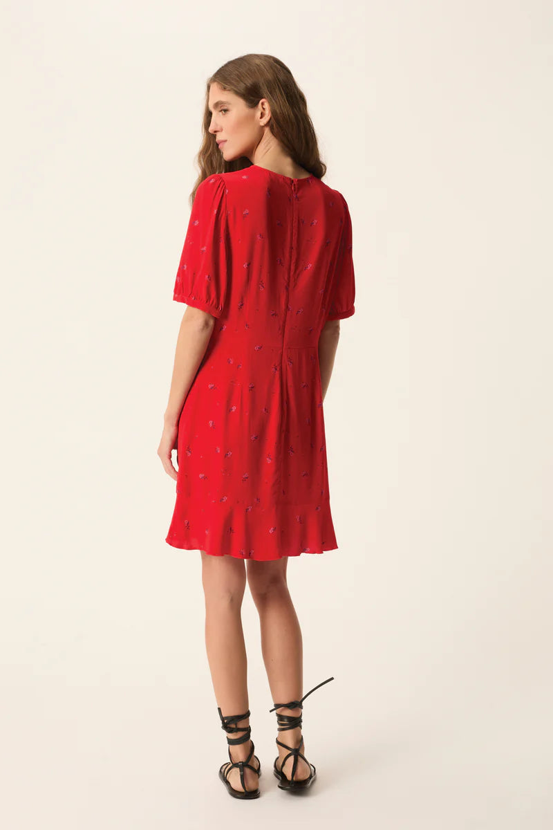 Eleana Floral Mini Dress In Red
