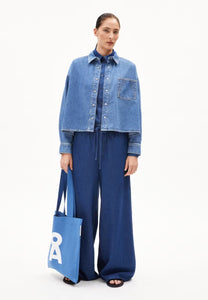 Nalaani Denim Blouse In Mid Blue