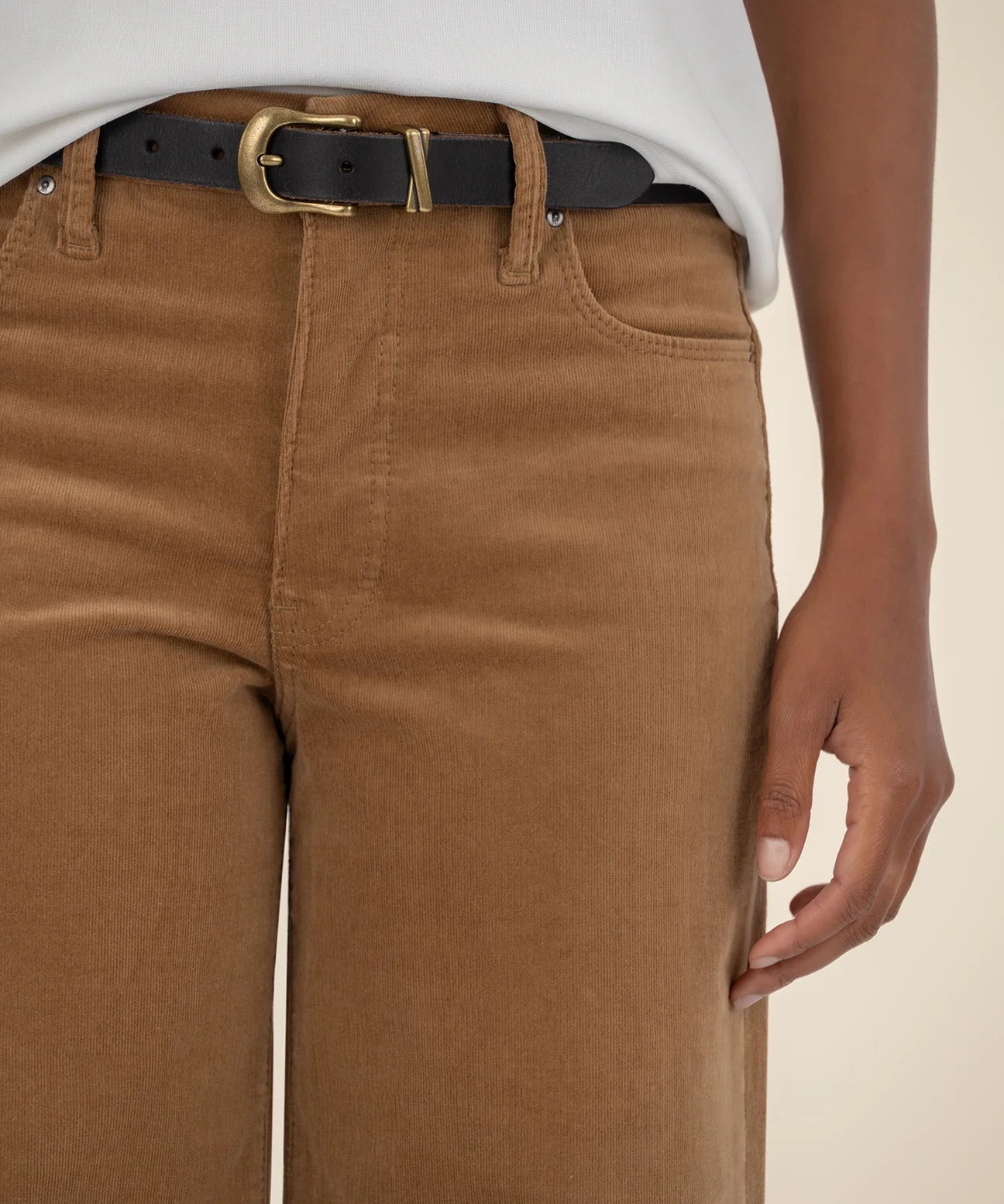 Meg Corduroy High Rise Wide Leg Pants In Cognac