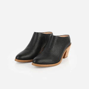 The Heeled Mule In Black Pebble