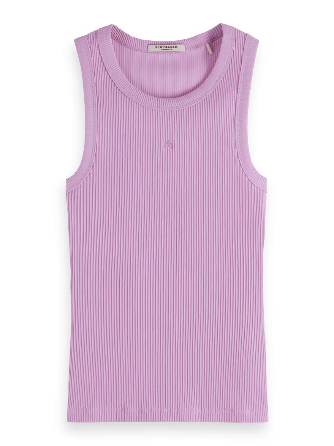 Ribbed Racer Tank In Light Iris Pink