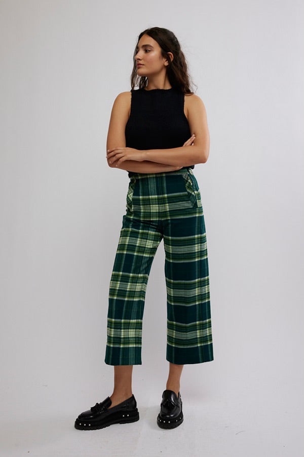 Acadia Trouser In Green Plaid