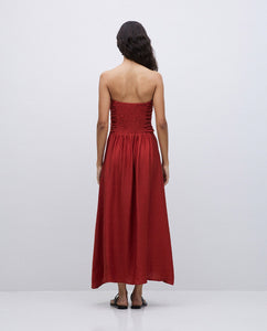 Long Draped Dress In Terracotta