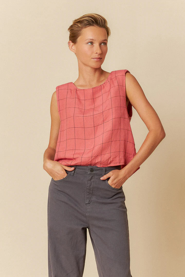 Coral Grid Top
