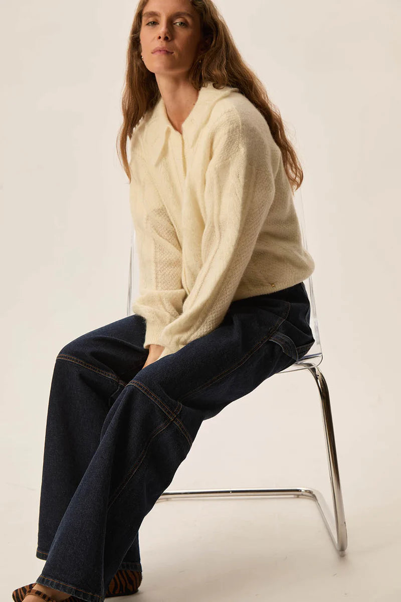 Capucine Collared Cardigan In Cream