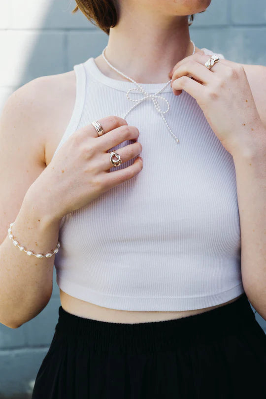 Margot Necklace In Rice Pearl