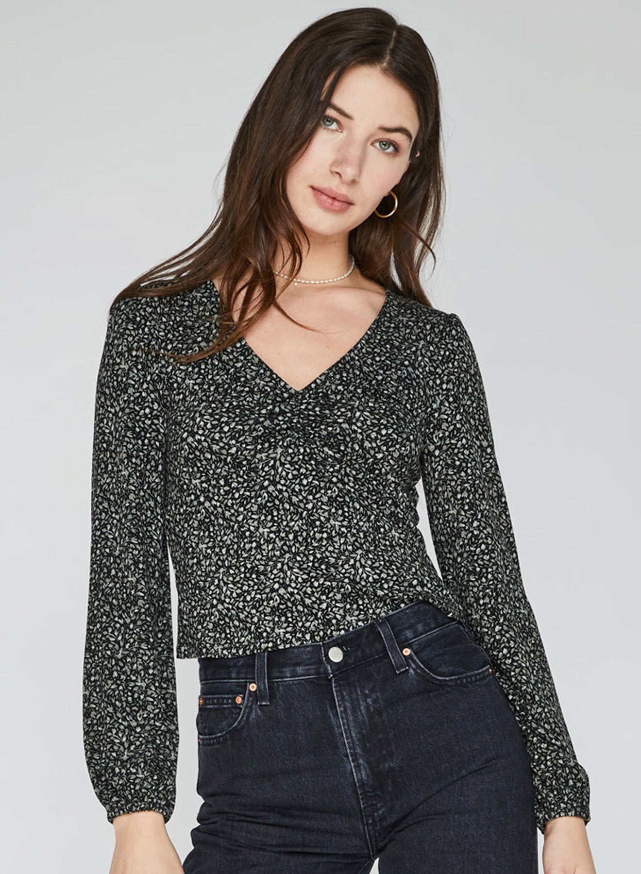Samara Top In Sage Floral Green