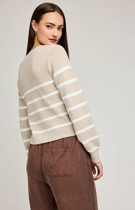 Eden Striped Cardigan In Heather Oat