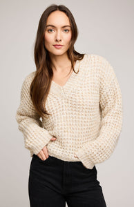 Willow V-Neck Sweater In Heather Oat