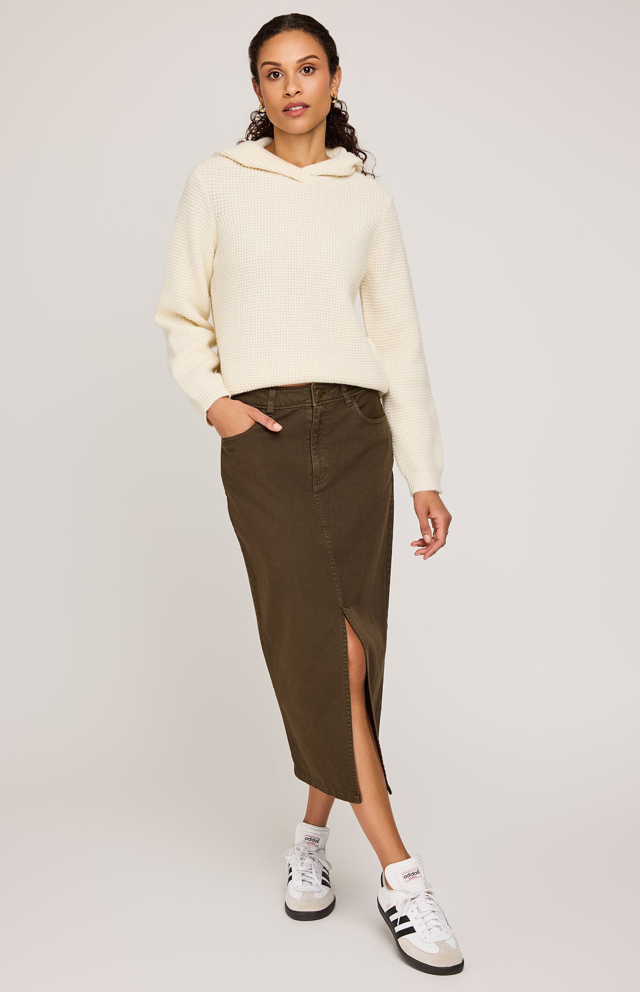 Georgia Midi Denim Skirt In Hemlock