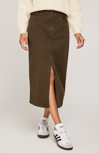 Georgia Midi Denim Skirt In Hemlock