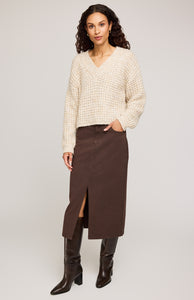 Willow V-Neck Sweater In Heather Oat