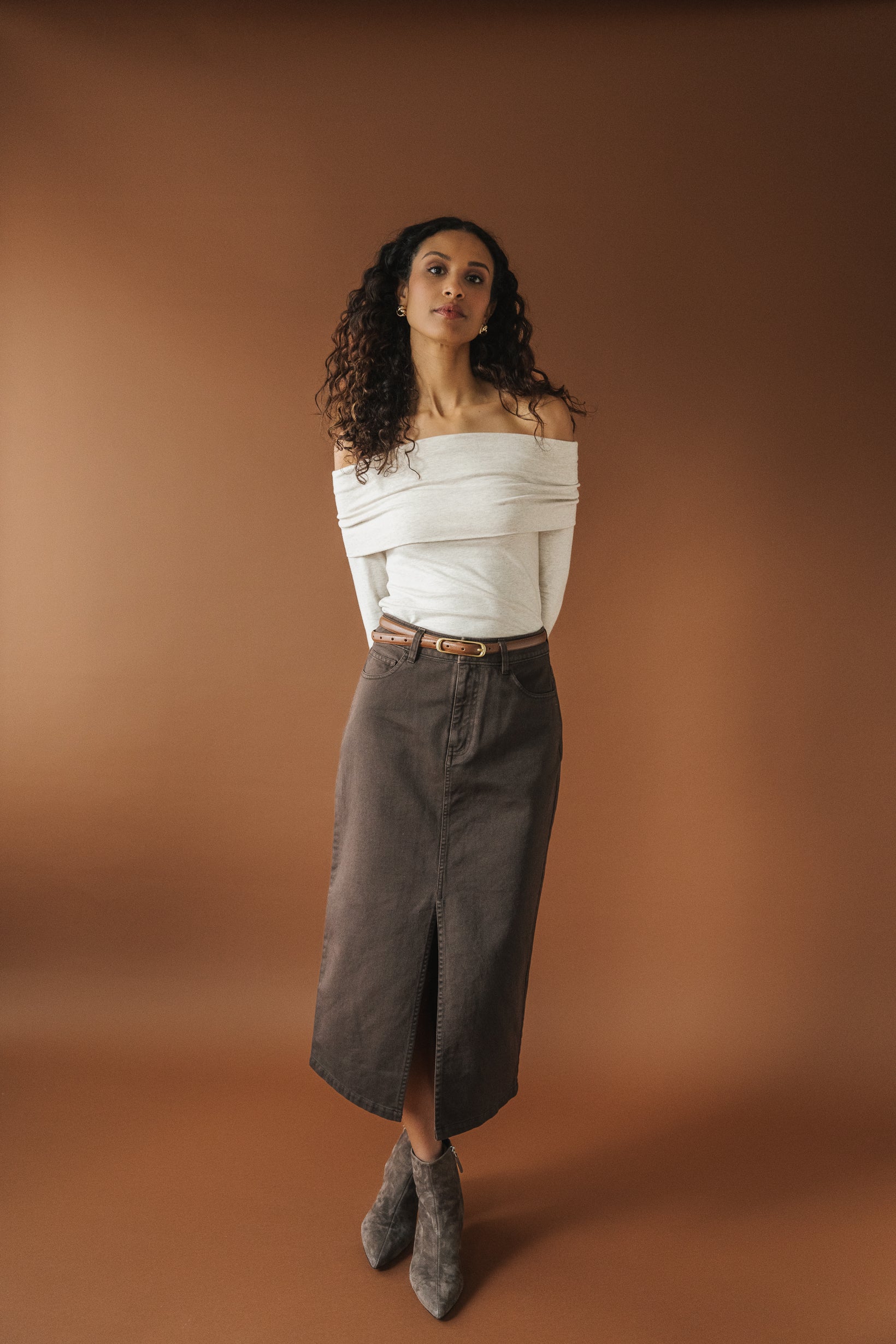 Georgia Midi Denim Skirt In Hemlock