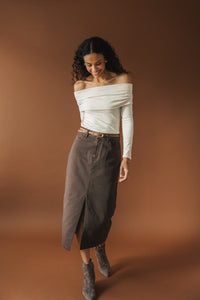 Georgia Midi Denim Skirt In Hemlock