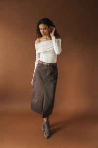 Georgia Midi Denim Skirt In Hemlock