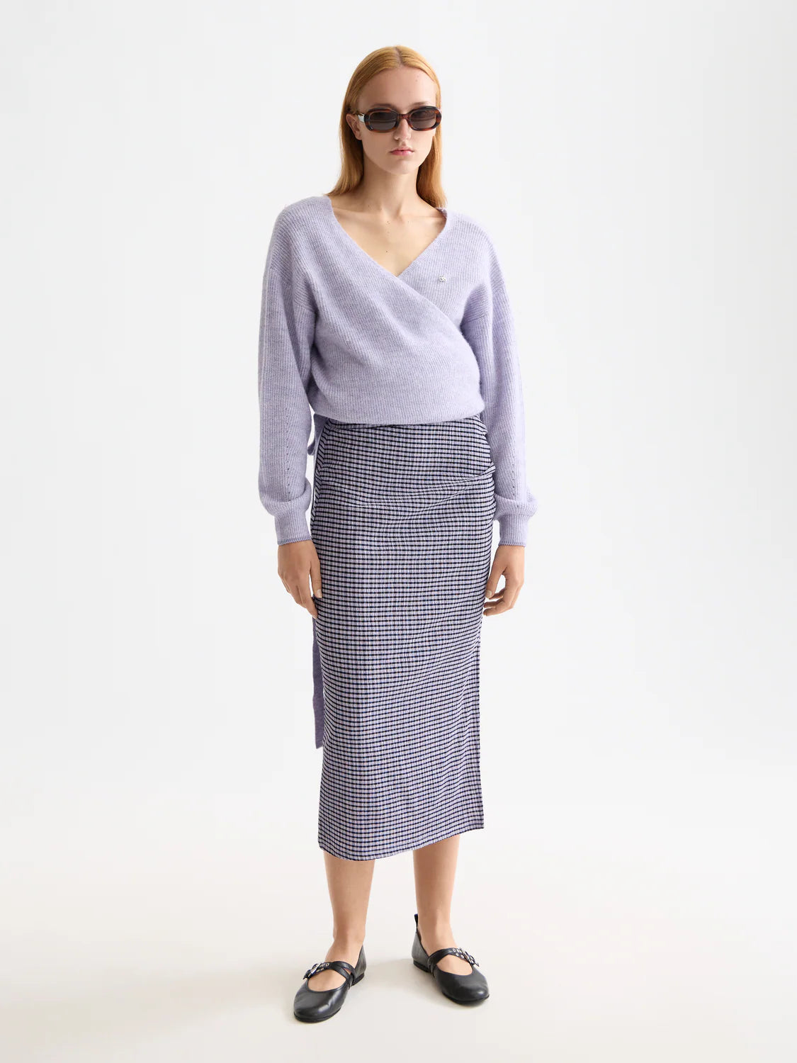 Fuzzy Wrap Cardigan In Lavender