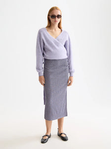 Fuzzy Wrap Cardigan In Lavender