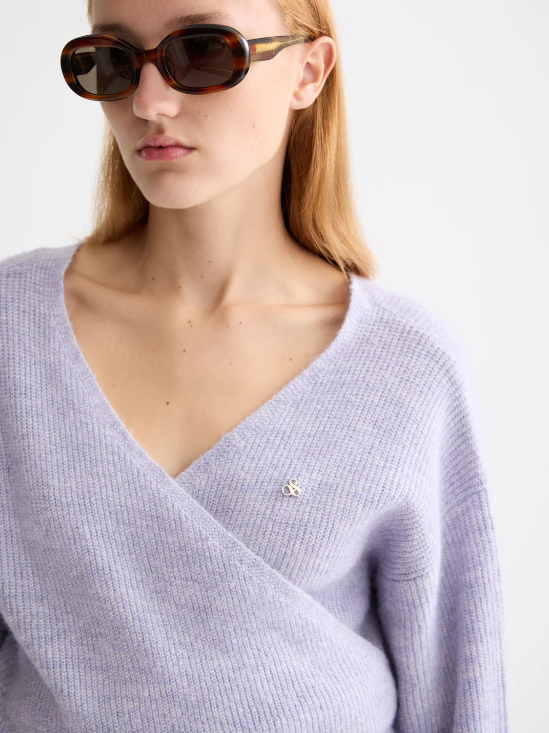 Fuzzy Wrap Cardigan In Lavender
