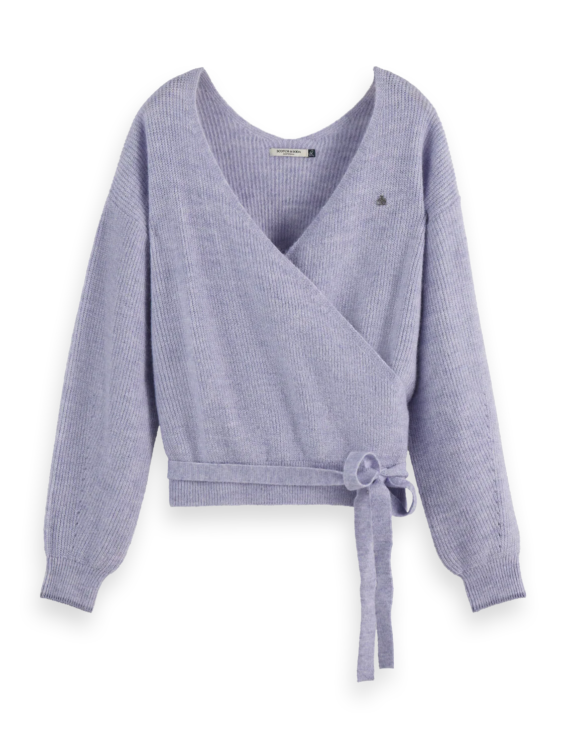 Fuzzy Wrap Cardigan In Lavender
