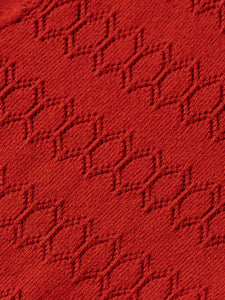 Pointelle Knit Cardigan In Red