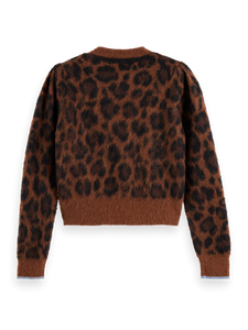 Fuzzy Jacquard Leopard Cardigan