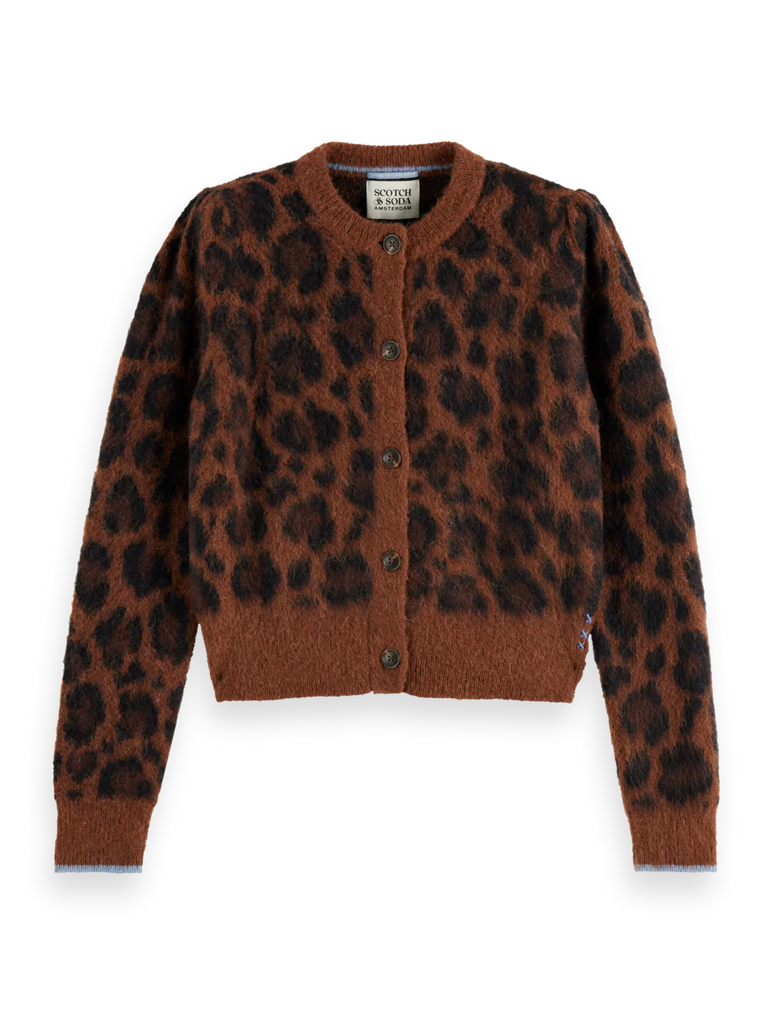 Fuzzy Jacquard Leopard Cardigan