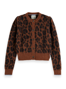 Fuzzy Jacquard Leopard Cardigan