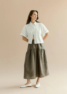 Field Skirt in Charcoal Linen
