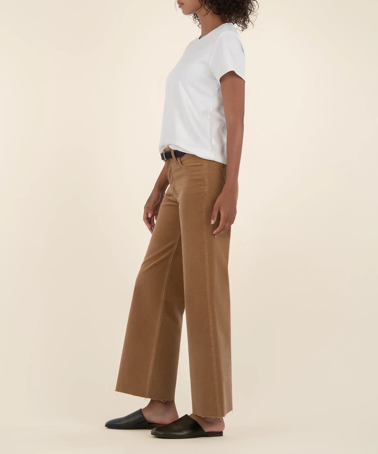Meg Corduroy High Rise Wide Leg Pants In Cognac