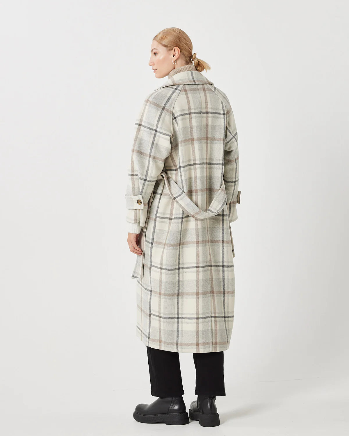 Lissu Wool Trench Coat in Pine Bark Plaid